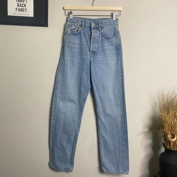 COPY - AGOLDE 90’s Loose Fit Denim Jeans Blue Mid Rise Size 24 - Picture 2 of 8